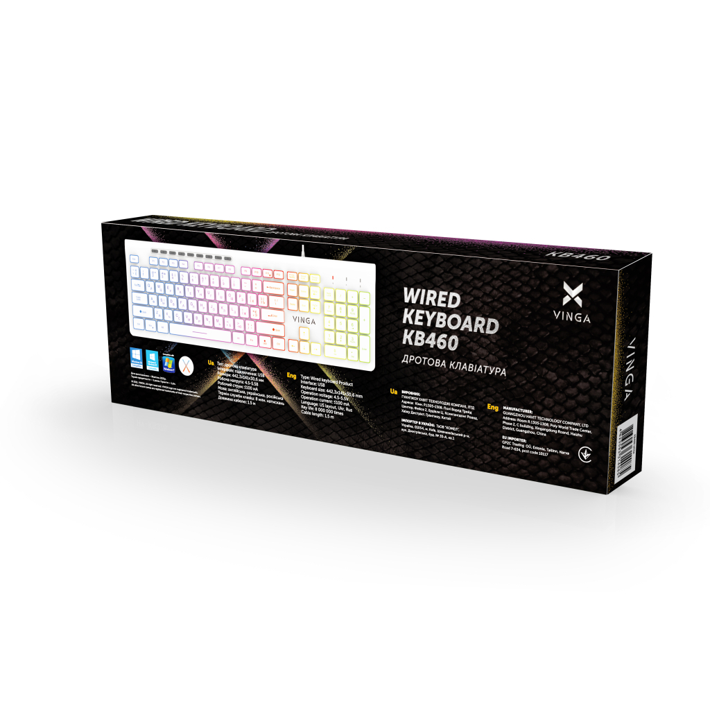 Клавіатура Vinga KB-460 White - фото 5 Клавіатура Vinga KB-460 White - фото 5