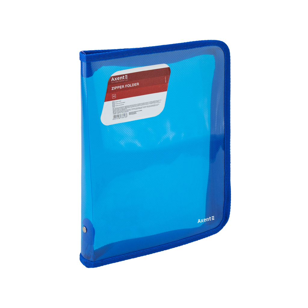 Папка на блискавці Axent об'ємна B5 550 мкм Прозора Синя (1802-22-A) - фото 1