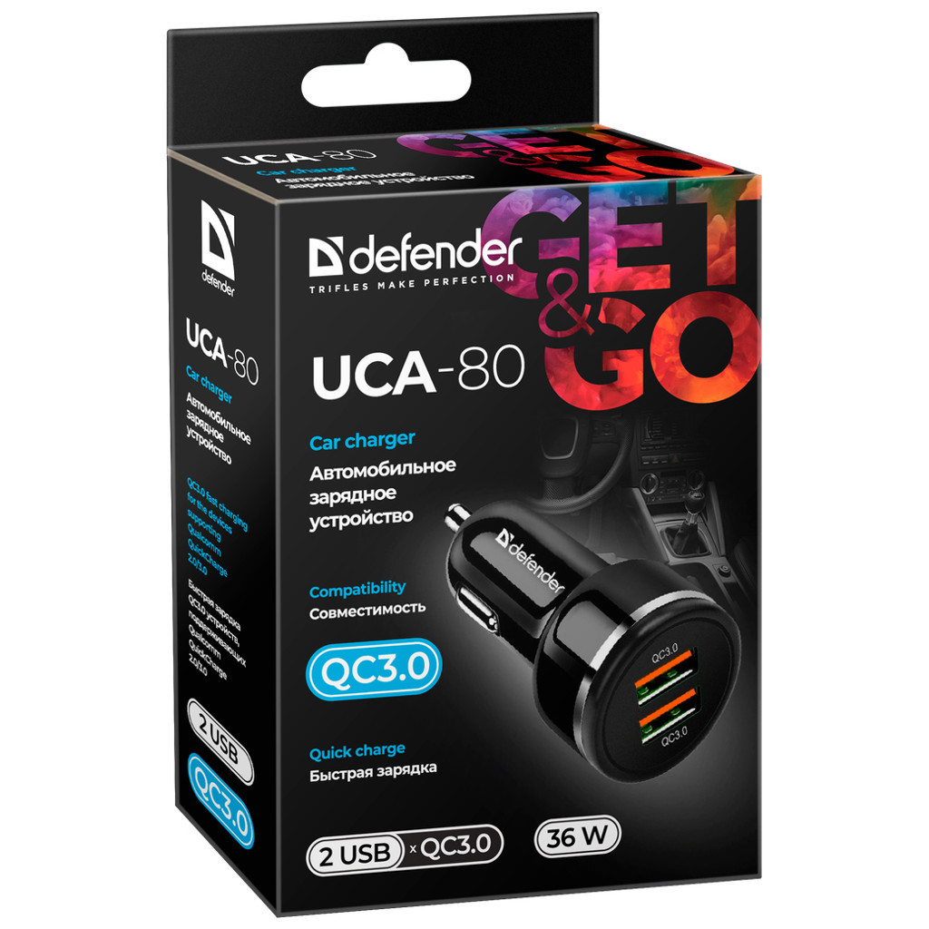 Зарядний пристрій Defender UCA-80 black, 2xUSB, QC3.0, 36W (83832) - фото 2 Зарядний пристрій Defender UCA-80 black, 2xUSB, QC3.0, 36W (83832) - фото 2