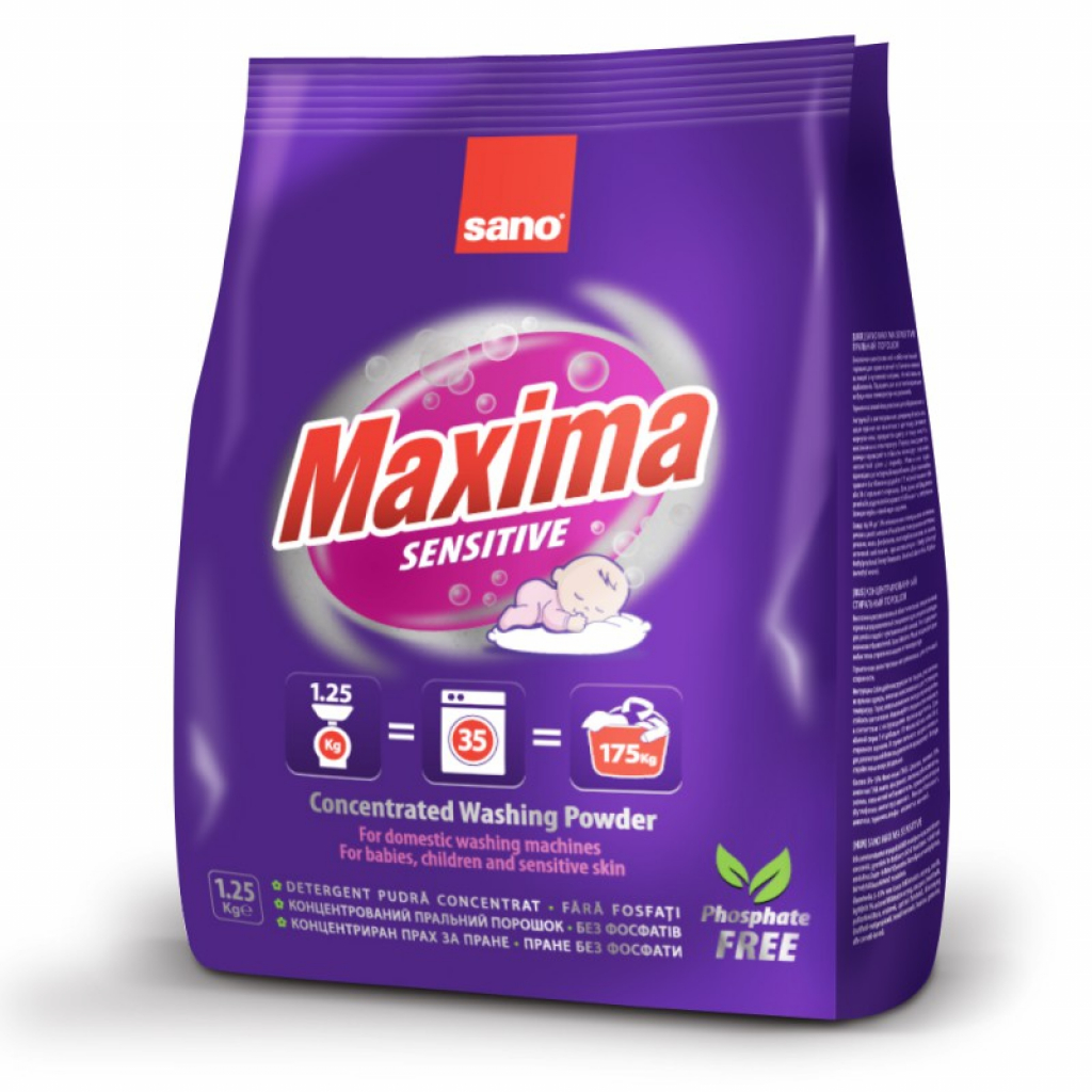 Пральний порошок Sano Maxima Sensitive 1.25 кг (7290000295336) - фото 1