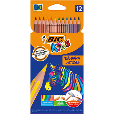 Олівці кольорові Bic Evolution Stripers 12 шт (bc9505221) - фото 1