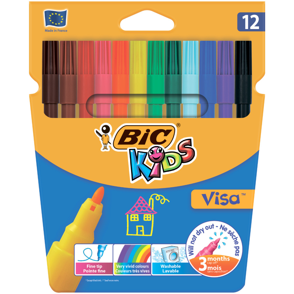 Фломастери Bic Kids Visa 880 12 кольорів (bc888695) - фото 1