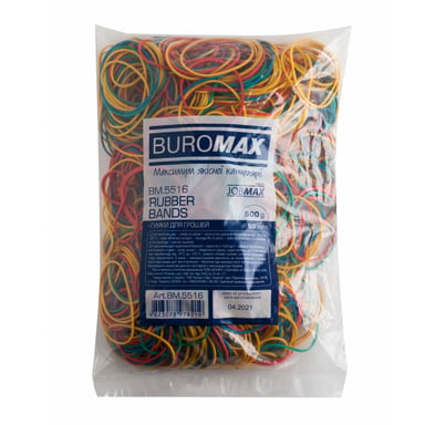 Резинки для грошей Buromax JOBMAX assorted colors, 500 г (BM.5516) - фото 1