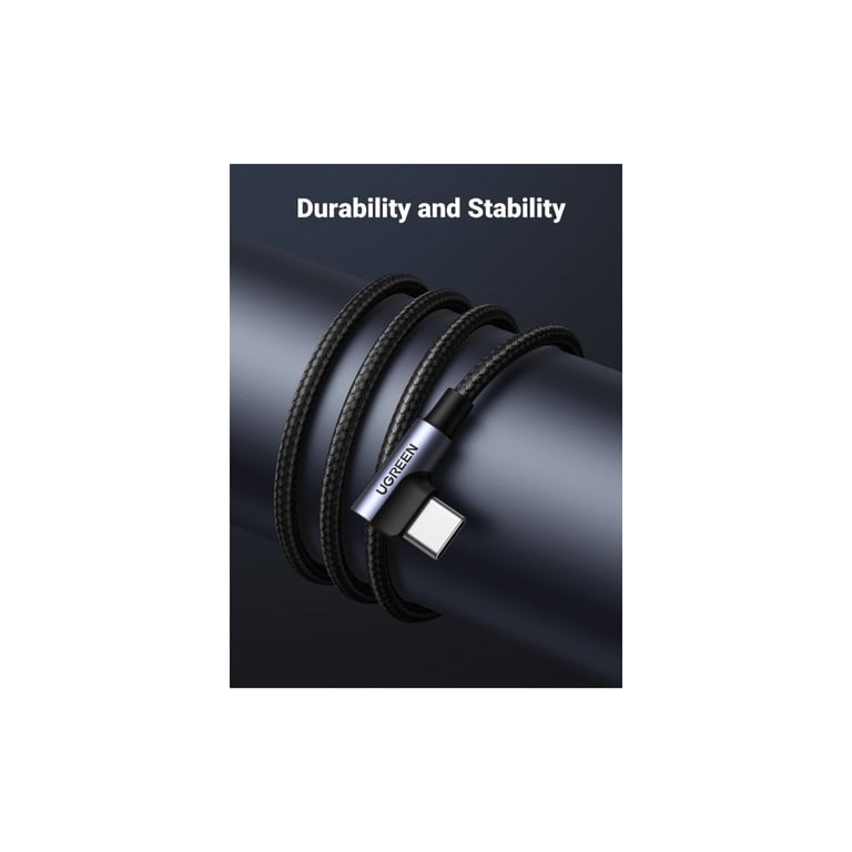 Дата кабель USB 2.0 AM to Type-C 1.0m US176 Both Angled 3A (Black) Ugreen (20856) - фото 4