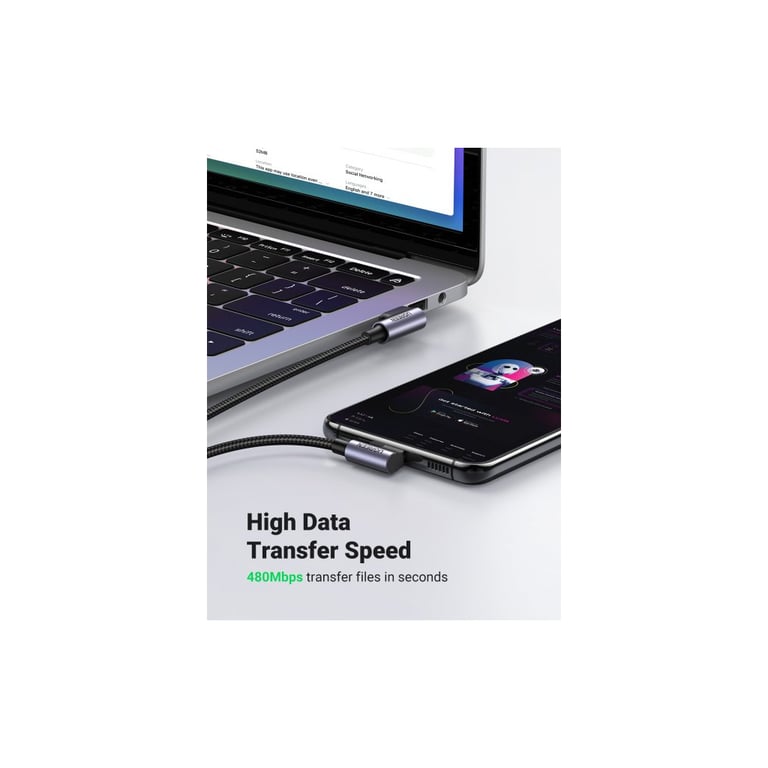 Дата кабель USB 2.0 AM to Type-C 1.0m US176 Both Angled 3A (Black) Ugreen (20856) - фото 6