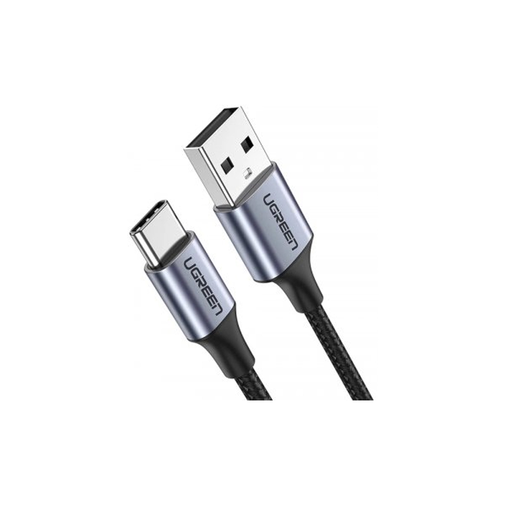 Дата кабель USB 2.0 AM to USB-C 2.0m 90° corner aluminum braid US284 black Ugreen (50942) - фото 1