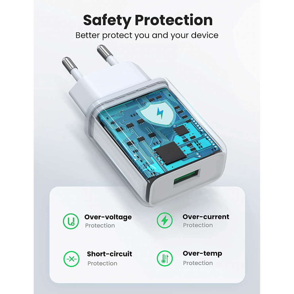 Зарядний пристрій Ugreen CD122 18W USB QC 3.0 Charger (White) (10133) - фото 3 Зарядний пристрій Ugreen CD122 18W USB QC 3.0 Charger (White) (10133) - фото 3