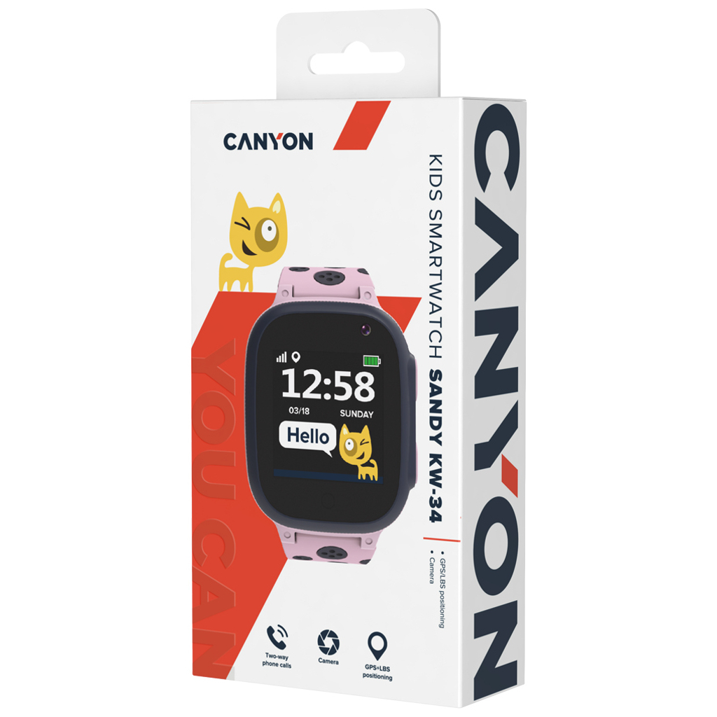 Смарт-годинник Canyon CNE-KW34PP Kids smartwatch Sandy, Pink (CNE-KW34PP) - фото 6 Смарт-годинник Canyon CNE-KW34PP Kids smartwatch Sandy, Pink (CNE-KW34PP) - фото 6