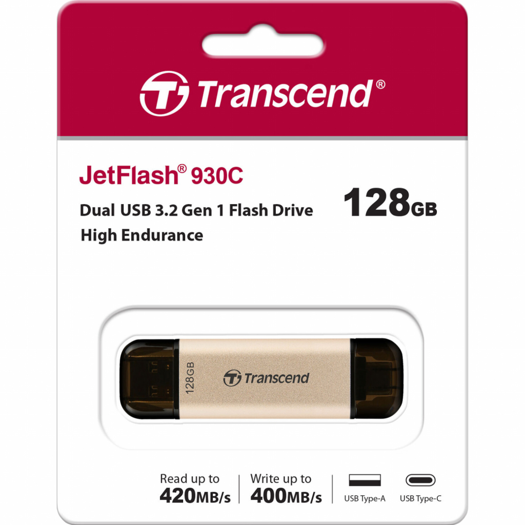 USB флеш накопичувач Transcend 128GB JetFlash 930 Gold-Black USB 3.2/Type-C (TS128GJF930C) - фото 8 USB флеш накопичувач Transcend 128GB JetFlash 930 Gold-Black USB 3.2/Type-C (TS128GJF930C) - фото 8