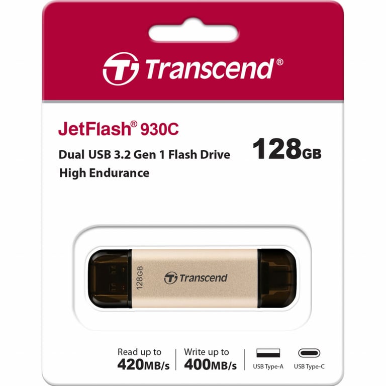 USB флеш накопичувач Transcend 128GB JetFlash 930 Gold-Black USB 3.2/Type-C (TS128GJF930C) - фото 8