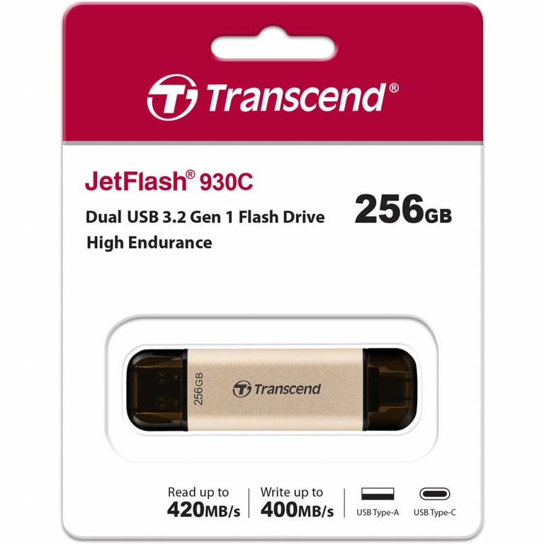 USB флеш накопичувач Transcend 256GB JetFlash 930 Gold-Black USB 3.2/Type-C (TS256GJF930C) - фото 8