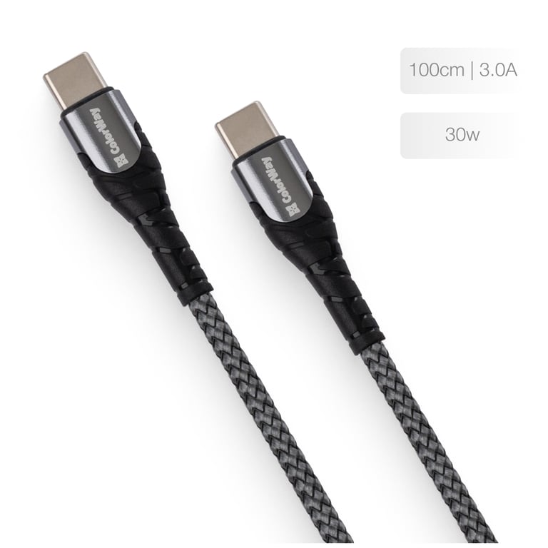 Дата кабель USB-C to USB-C 1.0m PD Fast Charging 65W 3А grey ColorWay (CW-CBPDCC040-GR) - фото 2