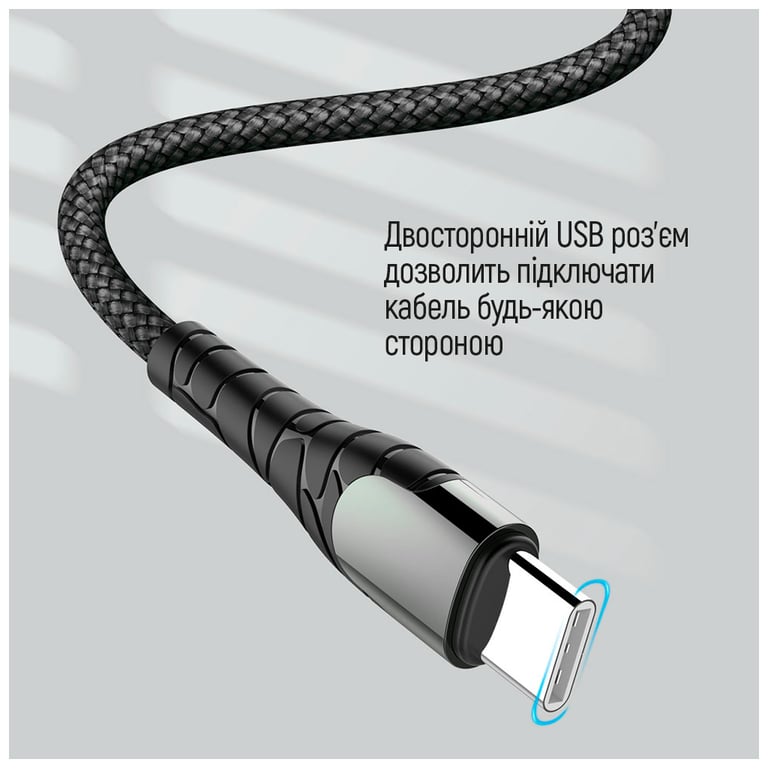Дата кабель USB-C to USB-C 1.0m PD Fast Charging 65W 3А grey ColorWay (CW-CBPDCC040-GR) - фото 5