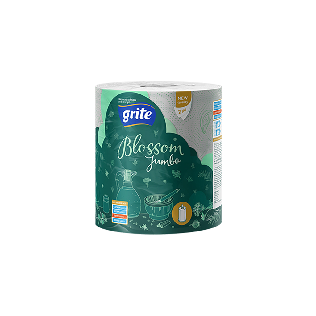 Паперові рушники Grite Blossom Jumbo 2 шари 1 рулон (4770023348774) - фото 1 Паперові рушники Grite Blossom Jumbo 2 шари 1 рулон (4770023348774) - фото 1