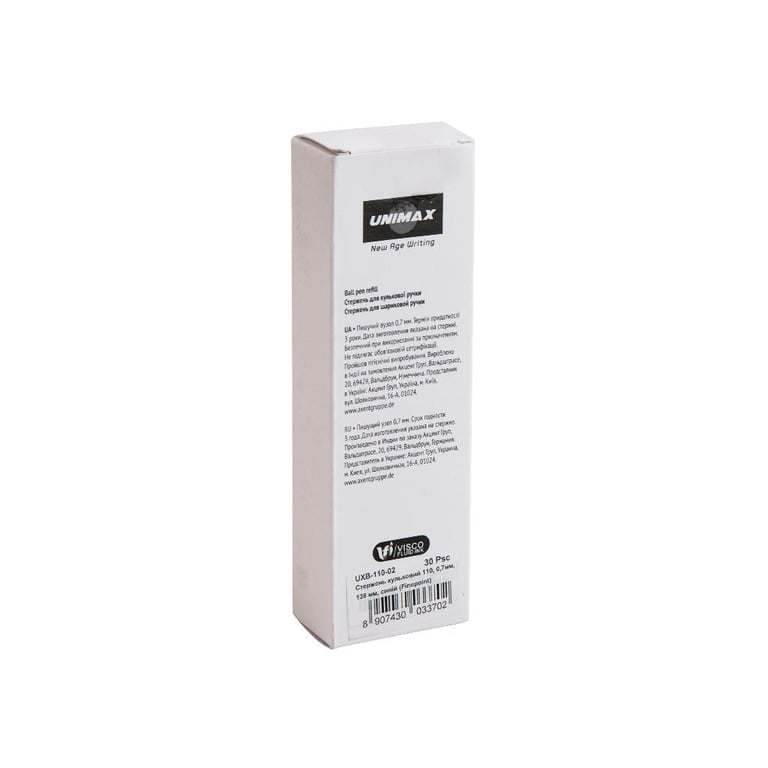 Стержень кульковий Unimax Finepoint 0,7 мм 138 мм Синій (UXB-110-02) - фото 2