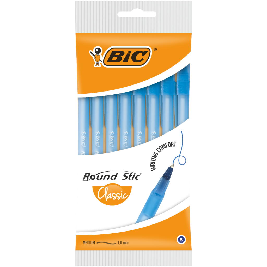 Ручка масляна Bic Round Stic, синя, 8шт в блістері (bc928497) - фото 1 Ручка масляна Bic Round Stic, синя, 8шт в блістері (bc928497) - фото 1