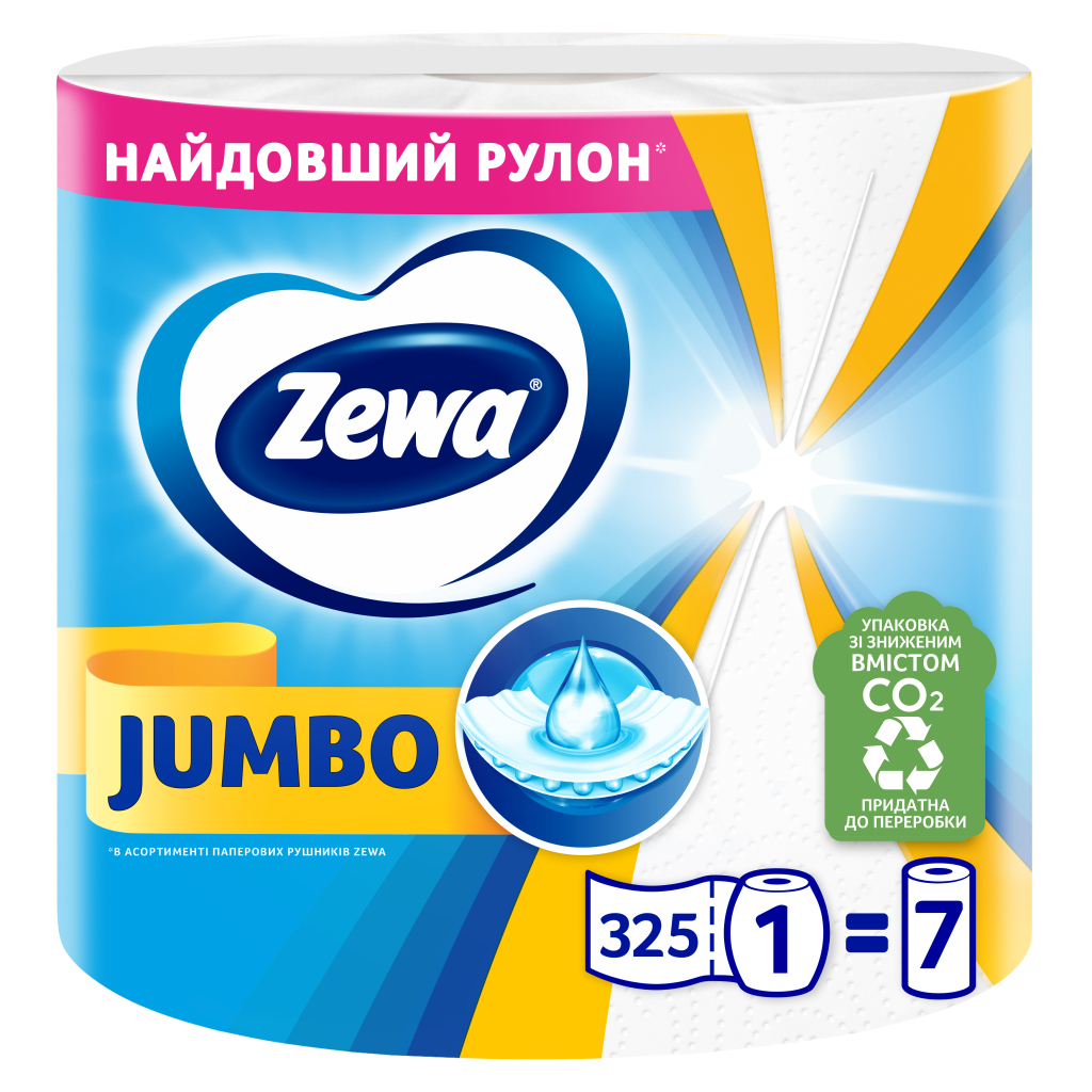 Паперові рушники Zewa Jumbo 1 рулон 325 відривів (7322541191706)