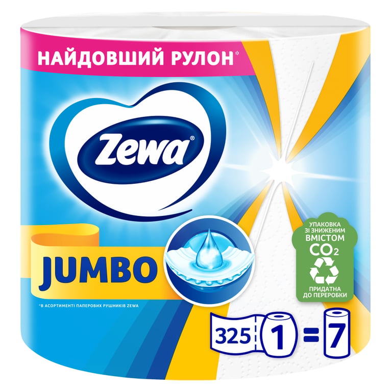 Паперові рушники Zewa Jumbo 1 рулон 325 відривів (7322541191706) - фото 1