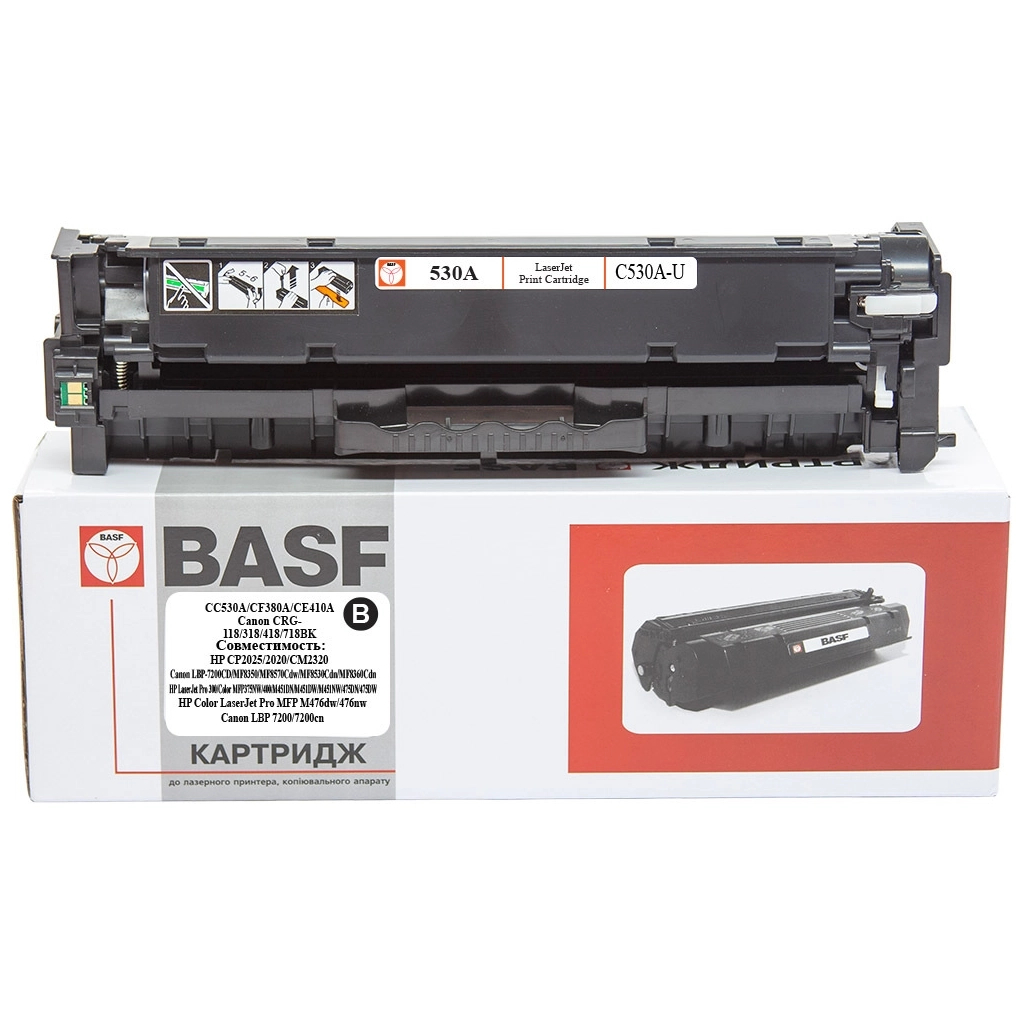 Картридж BASF HP CC530A/CF380A/CE410A, Canon 118/318/418/718 Black (BASF-KT-CC530A-U) - фото 1