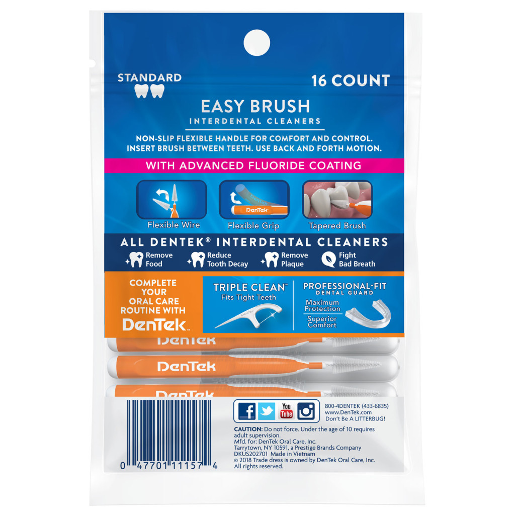 Щітки для міжзубних проміжків DenTek Зручне очищення для Стандартних проміжків 16 шт. (047701002032) - фото 2 Щітки для міжзубних проміжків DenTek Зручне очищення для Стандартних проміжків 16 шт. (047701002032) - фото 2