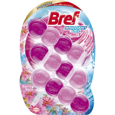 Туалетний блок Bref Блискучий гель Весняний дощ 42 г х 3 шт. (9000101509069) - фото 1