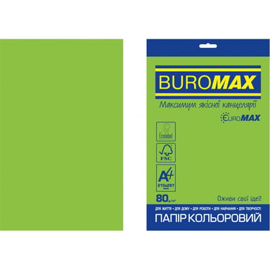 Папір Buromax А4, 80g, INTENSIVE green, 20sh, EUROMAX (BM.2721320E-04) - фото 1