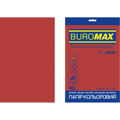 Папір Buromax А4, 80g, INTENSIVE red, 20sh, EUROMAX (BM.2721320E-05) - фото 1