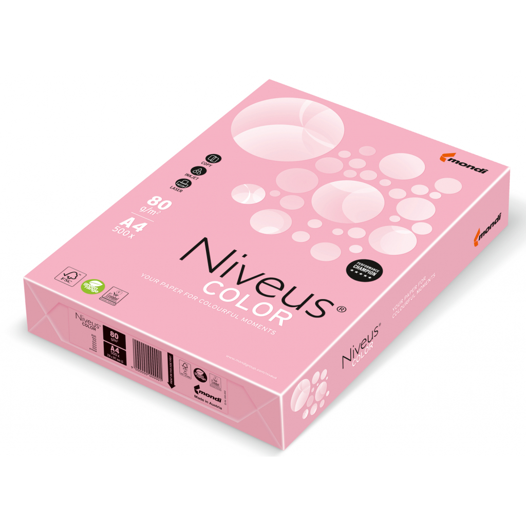 Папір Mondi Niveus COLOR Pastel Pink A4, 80g, 500sh (A4.80.NVP.PI25.500) - фото 1