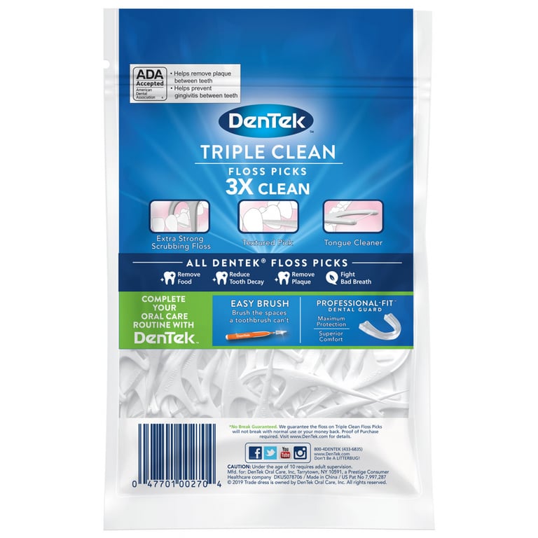 Флос-зубочистки DenTek Потрійне очищення 20 шт. (047701110805) - фото 2