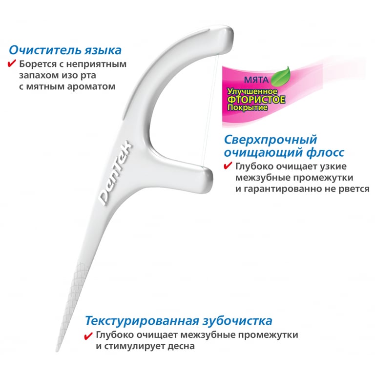 Флос-зубочистки DenTek Потрійне очищення 20 шт. (047701110805) - фото 4