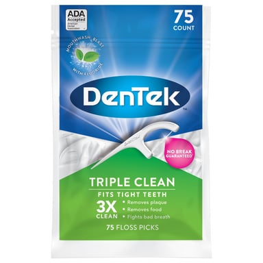 Флос-зубочистки DenTek Потрійне очищення 75 шт. (047701002704) - фото 1