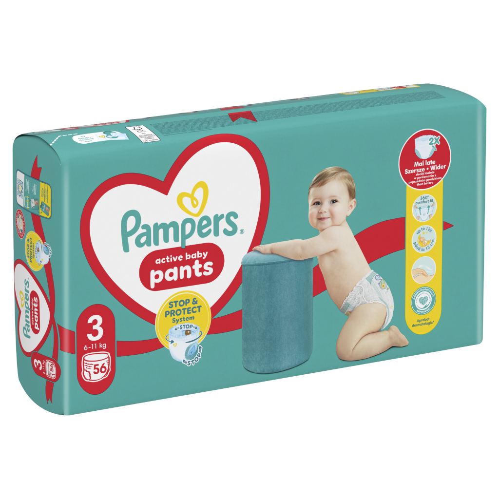 Підгузки Pampers трусики Pants Розмір 3 (6-11 кг) 56 шт. (8006540068663) - фото 2 Підгузки Pampers трусики Pants Розмір 3 (6-11 кг) 56 шт. (8006540068663) - фото 2