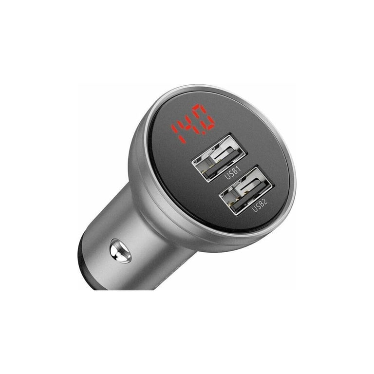 Зарядний пристрій Baseus Digital Display Dual USB 4.8A 24W silver (CCBX-0S) - фото 3