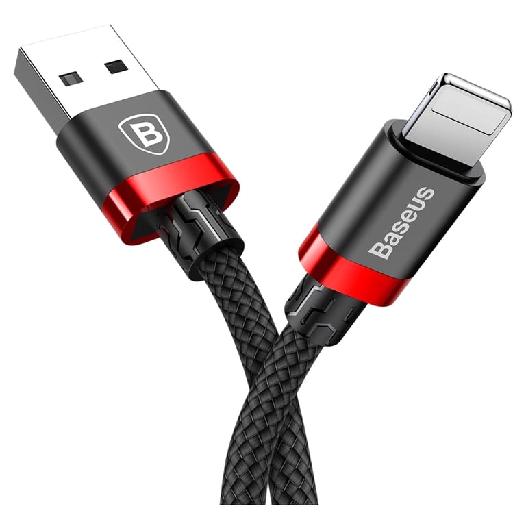Дата кабель USB 2.0 AM to Lightning 2.0m 1.5A red-black Baseus (CALKLF-C19) - фото 1