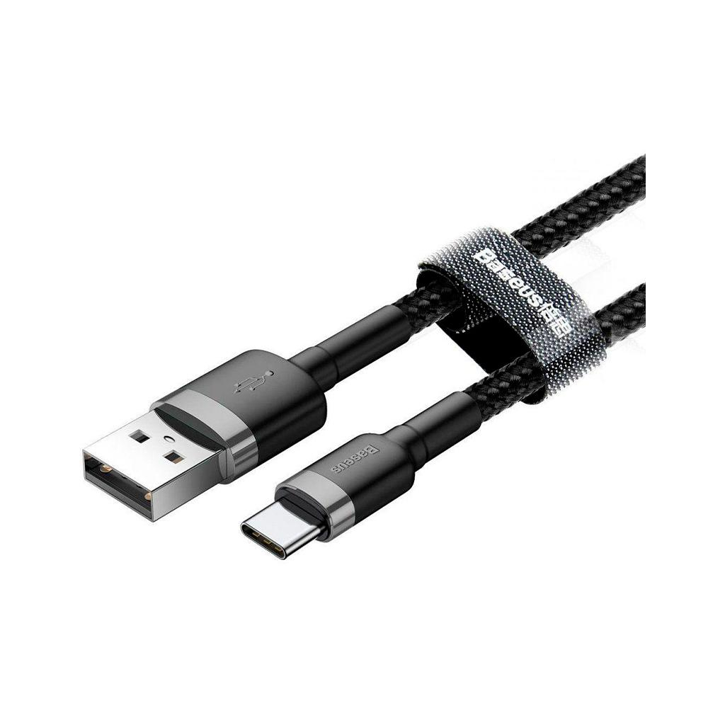 Дата кабель USB 2.0 AM to USB-C 1.0m 3A grey-black Baseus (CATKLF-BG1) - фото 1