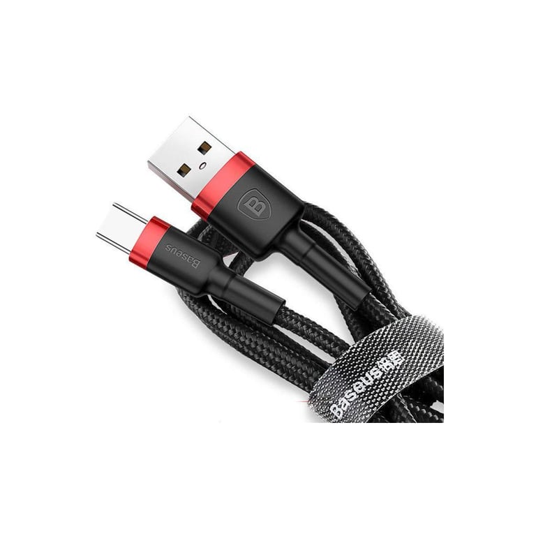 Дата кабель USB 2.0 AM to USB-C 2.0m 2A red-black Baseus (CATKLF-C91) - фото 1