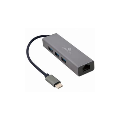 Концентратор Cablexpert Type-С to Gigabit Ethernet, 3 Ports USB 3.1 Gen1 (5 Gbps) (A-CMU3-LAN-01) - фото 1