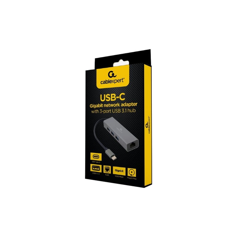 Концентратор Cablexpert Type-С to Gigabit Ethernet, 3 Ports USB 3.1 Gen1 (5 Gbps) (A-CMU3-LAN-01) - фото 2