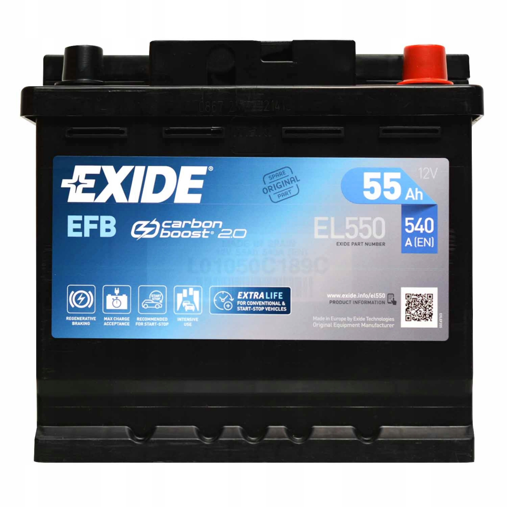 Акумулятор автомобільний EXIDE START-STOP EFB 55A (EL550) - фото 1