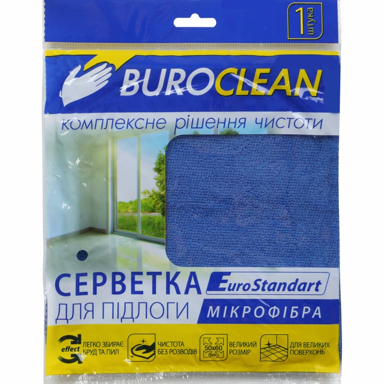 Ганчірка для підлоги Buroclean EuroStandart мікрофібра 50х60 см 1 шт. (4823078961037) - фото 1