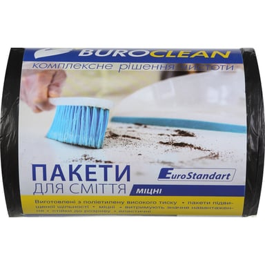 Пакети для сміття Buroclean EuroStandart міцні чорні 35 л 100 шт. (4823078922861) - фото 1