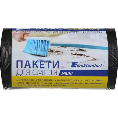 Пакети для сміття Buroclean EuroStandart міцні чорні 60 л 40 шт. (4823078922885) - фото 1