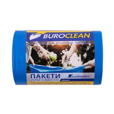 Пакети для сміття Buroclean EuroStandart міцні сині 60 л 40 шт. (4823078977892) - фото 1