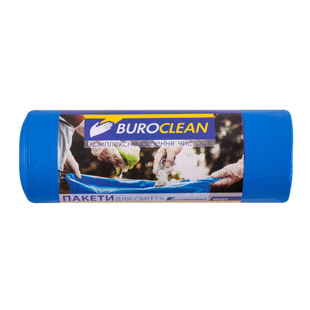 Пакети для сміття Buroclean EuroStandart міцні сині 240 л 10 шт. (4823078977977) - фото 1