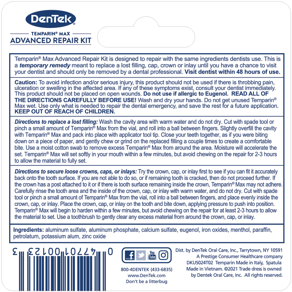 Засіб для відновлення пломб DenTek Temparin max (047701001233) - фото 2 Засіб для відновлення пломб DenTek Temparin max (047701001233) - фото 2