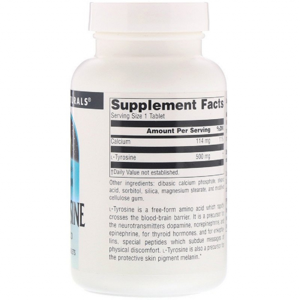 Амінокислота Source Naturals L-Тирозин 500 мг, L-Tyrosine, 100 таблеток (SNS-00190) - фото 2 Амінокислота Source Naturals L-Тирозин 500 мг, L-Tyrosine, 100 таблеток (SNS-00190) - фото 2