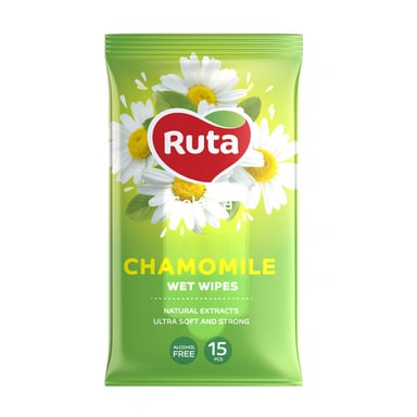 Вологі серветки Ruta Selecta Chamomile з екстрактом ромашки 15 шт. (4820202892410) - фото 1