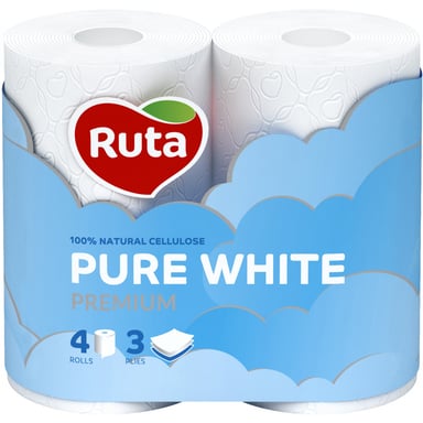 Туалетний папір Ruta Pure White 3 шари 4 рулони (4820023747531) - фото 1