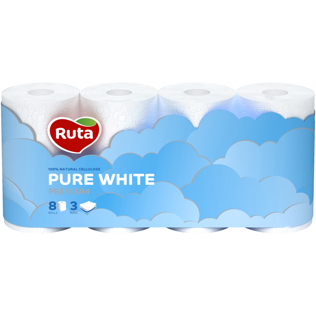 Туалетний папір Ruta Pure White 3 шари 8 рулонів (4820023747555) - фото 1
