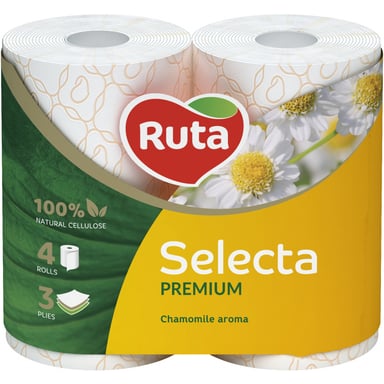 Туалетний папір Ruta Selecta з ароматом ромашки 3 шари 4 рулони (4820023744493) - фото 1